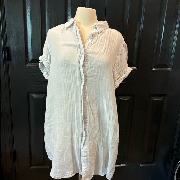 Sundays White Oversized Button Down Shirt - Picture 1 of 4